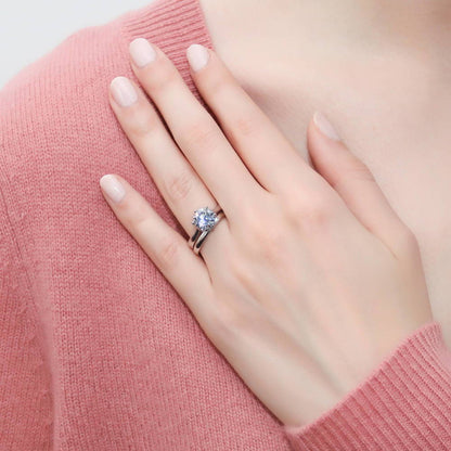 Solitaire 2ct CZ Ring Set in Sterling Silver