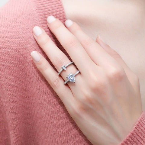 Image Contain: Model Wearing Ring, Solitaire with Side Stones Ring