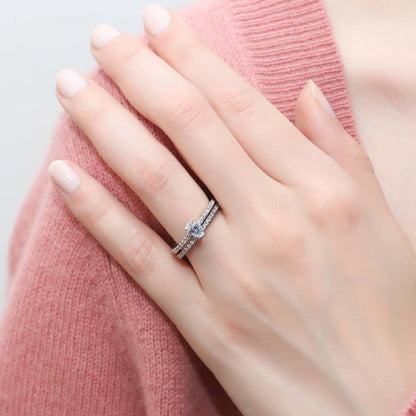 Solitaire 0.4ct Oval CZ Ring in Sterling Silver