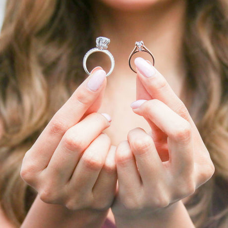 Model Wearing Ring, Solitaire with Side Stones Ring