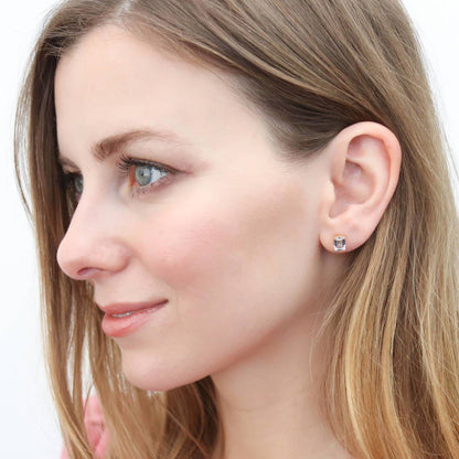 Solitaire 2ct CZ Stud Earrings in Gold Flashed Sterling Silver