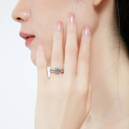 Wishbone Pave CZ Eternity Ring in Sterling Silver