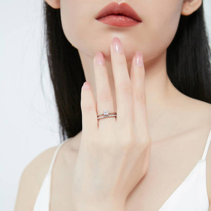 Solitaire 0.4ct Princess CZ Ring in Sterling Silver