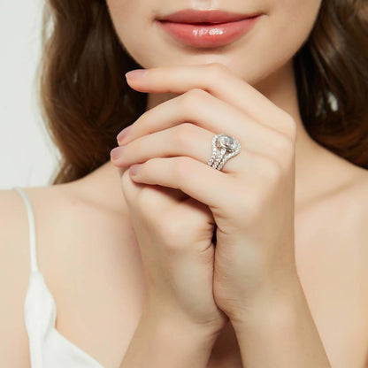 Wishbone CZ Eternity Ring in Sterling Silver