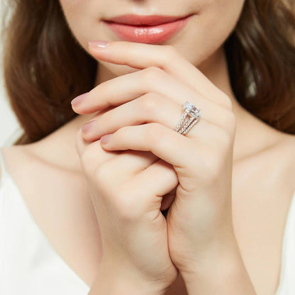 Wishbone CZ Eternity Ring in Sterling Silver