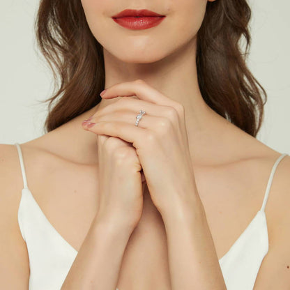 Bow Tie Heart CZ Ring in Sterling Silver