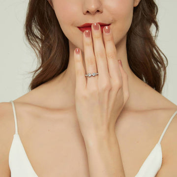 Bow Tie Heart CZ Ring Set in Sterling Silver