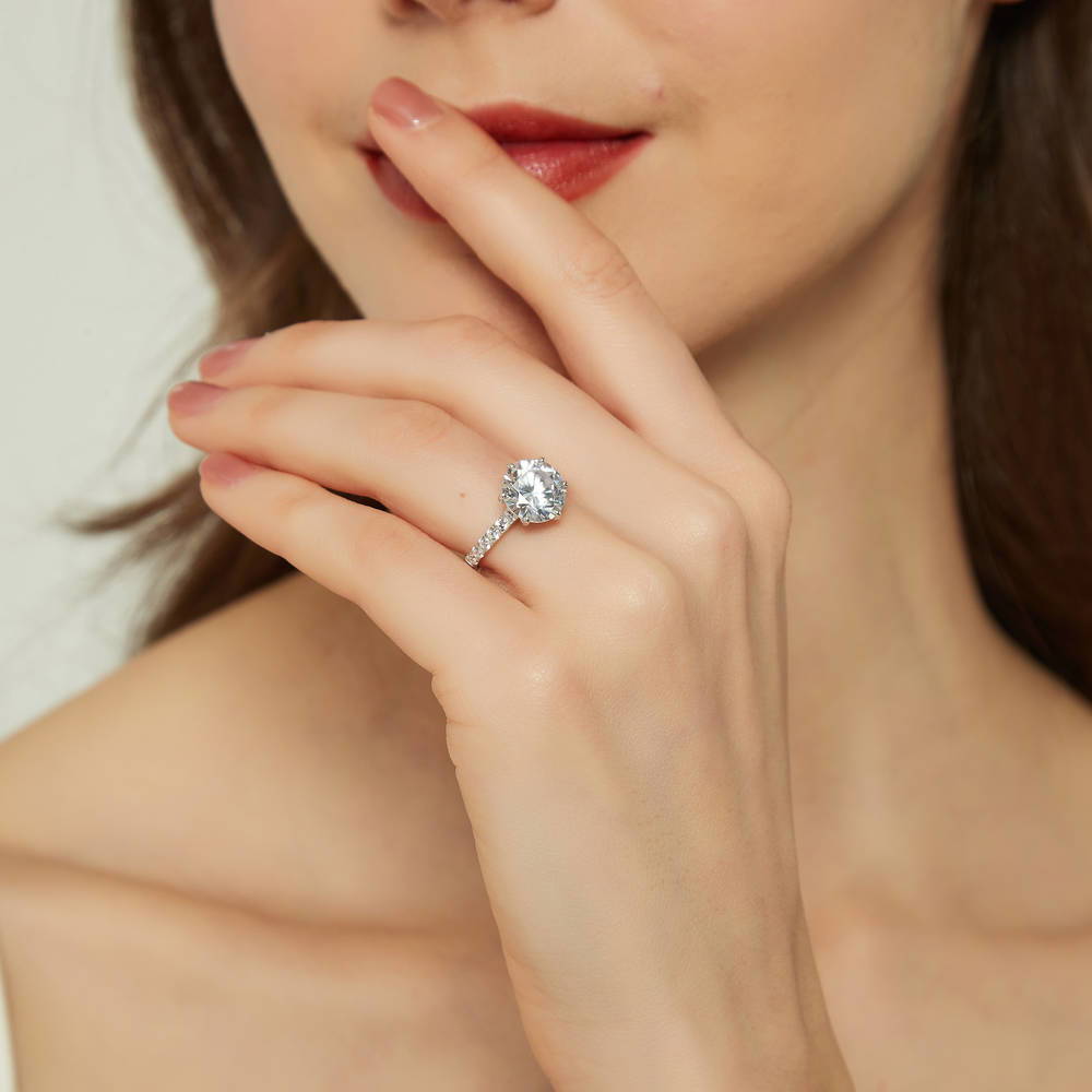 5-Stone Solitaire CZ Ring Set in Sterling Silver