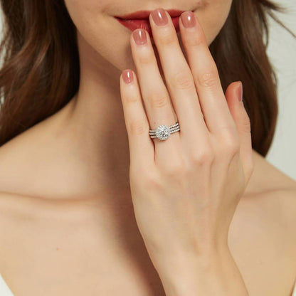 Halo CZ Ring in Sterling Silver