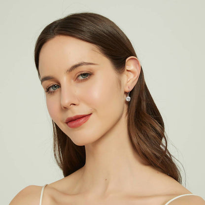 Solitaire 4ct CZ Leverback Earrings in Sterling Silver