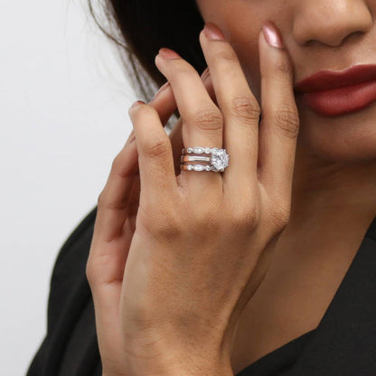 Solitaire Milgrain Art Deco 2ct CZ Ring Set in Sterling Silver