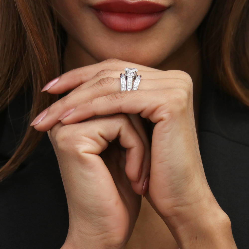 3-Stone 1.2ct Oval CZ Ring Set in Sterling Silver