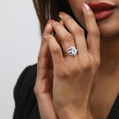 3-Stone Wishbone 7-Stone 2.1ct CZ Ring Set in Sterling Silver