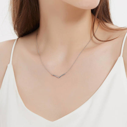 Wishbone Chevron V Shaped Necklace in Sterling Silver