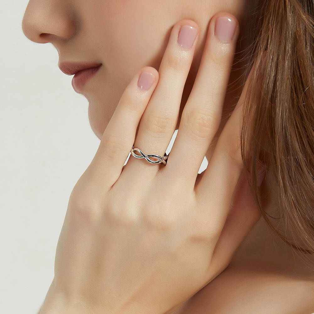 Model wearing Woven Band in Sterling Silver, 2 of 8