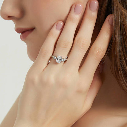 3-Stone Cable 1.8ct Oval CZ Ring in Sterling Silver