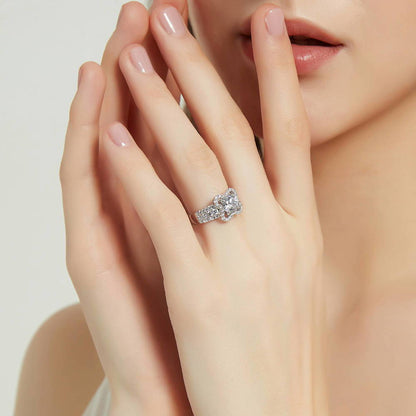 Flower CZ Ring in Sterling Silver