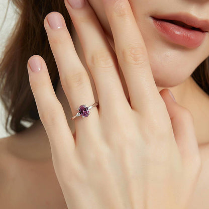 3-Stone 1.2ct Purple Oval CZ Ring in Sterling Silver