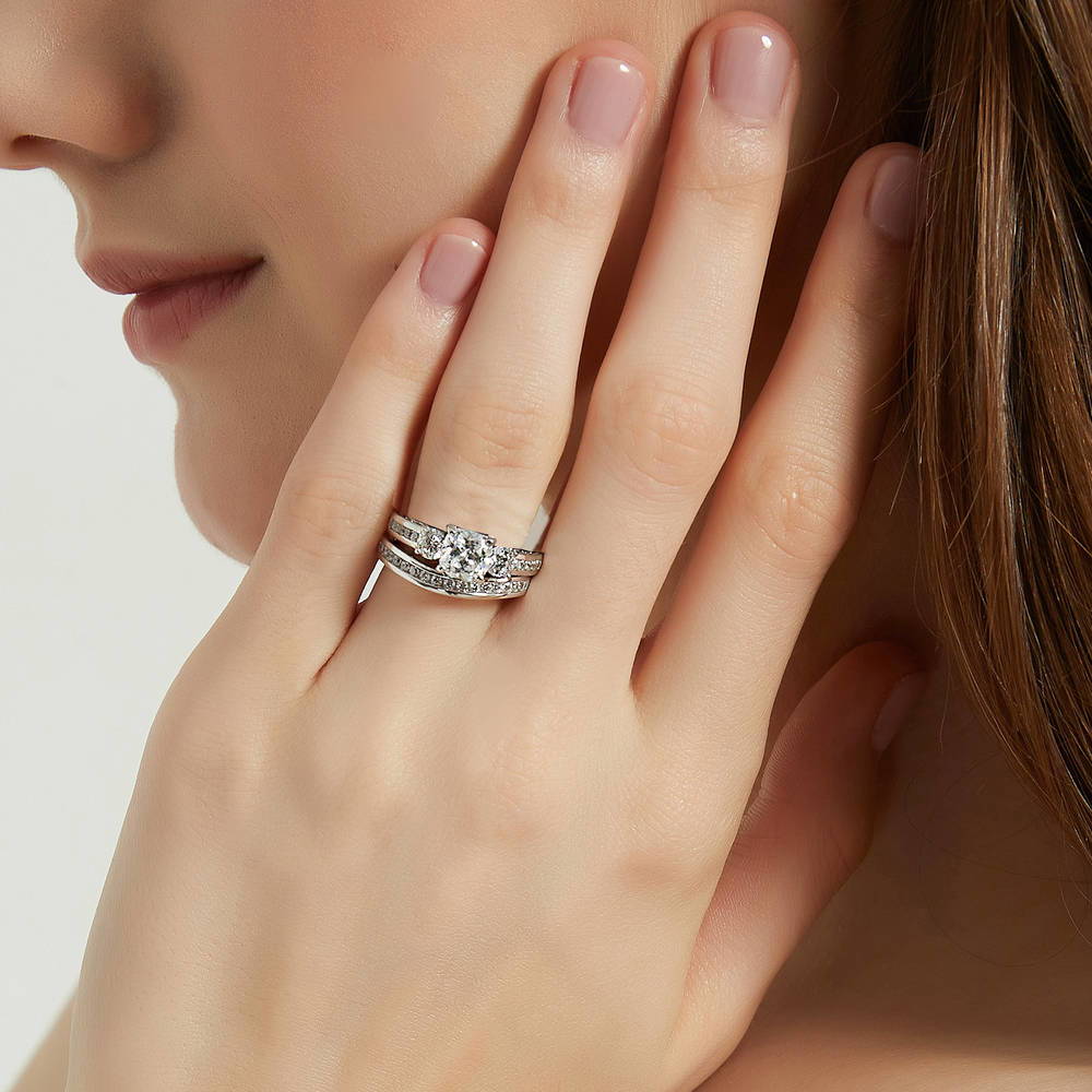 3-Stone 1.5ct Cushion CZ Ring Set in Sterling Silver