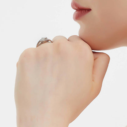Halo Milgrain Marquise CZ Ring in Sterling Silver