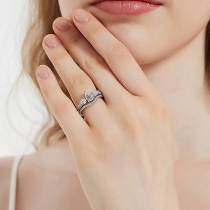 3-Stone 0.8ct Pear CZ Ring in Sterling Silver