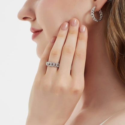 Woven CZ Band in Sterling Silver