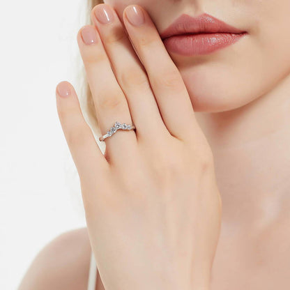 5-Stone Wishbone CZ Band in Sterling Silver
