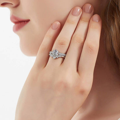 Solitaire 5-Stone Wishbone 1.25ct CZ Ring Set in Sterling Silver