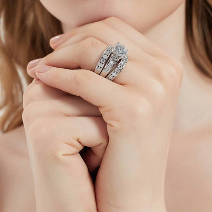 Solitaire 2.7ct CZ Ring Set in Sterling Silver