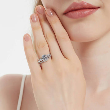 3-Stone Woven Round CZ Ring Set in Sterling Silver