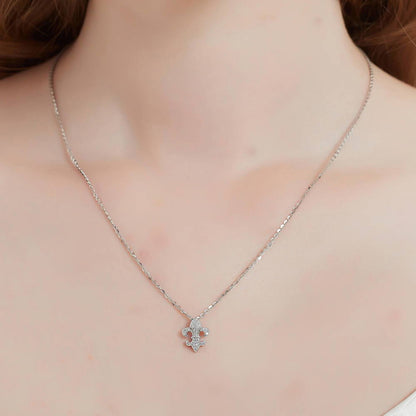 Fleur De Lis CZ Necklace in Sterling Silver