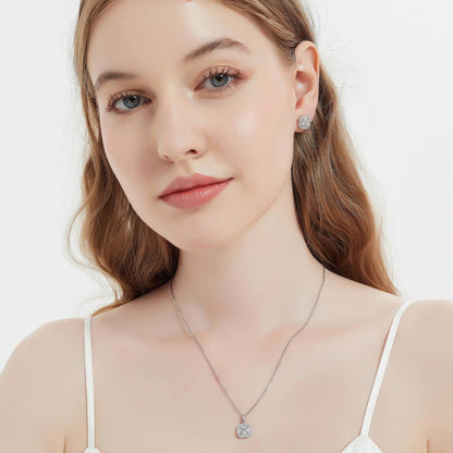 Halo Art Deco CZ Stud Earrings in Sterling Silver