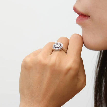 Halo Cable Art Deco CZ Ring in Sterling Silver