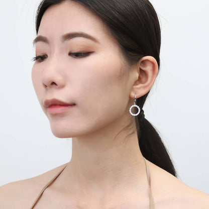 Open Circle CZ Necklace and Earrings in Sterling Silver