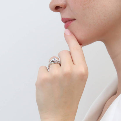 3-Stone Woven 1.8ct Pear CZ Ring in Sterling Silver