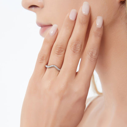 Woven Wishbone Chevron Band in Sterling Silver