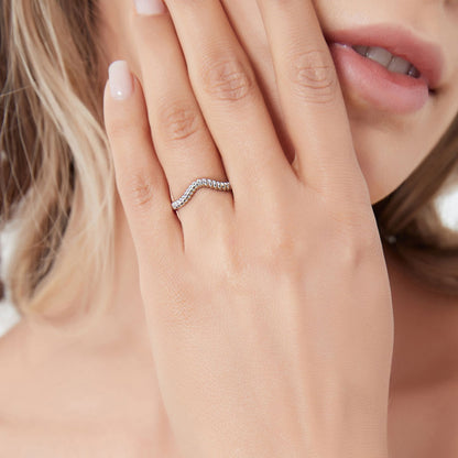 Woven Wishbone Chevron Band in Sterling Silver