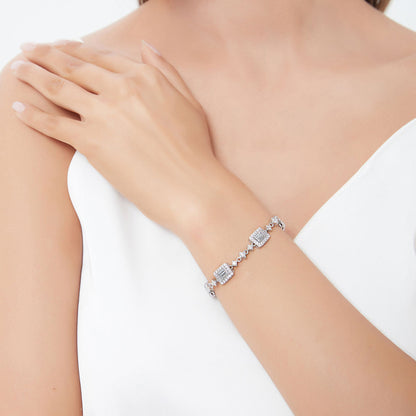Art Deco CZ Chain Bracelet in Sterling Silver