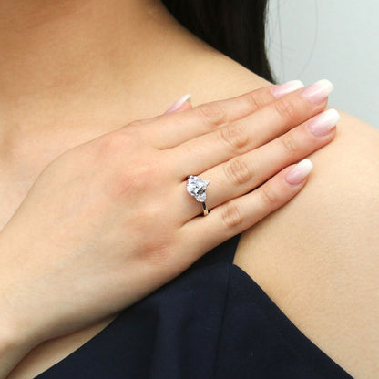 3-Stone 1.8ct Pear CZ Ring in Sterling Silver
