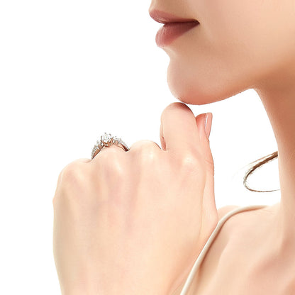 3-Stone 1ct Marquise CZ Split Shank Ring in Sterling Silver