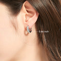 Model wearing Dome CZ Small Hoop Earrings in Sterling Silver, 0.66 inch