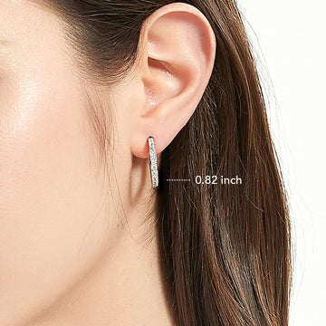 Bar CZ Hoop Earrings in Sterling Silver, 2 Pairs