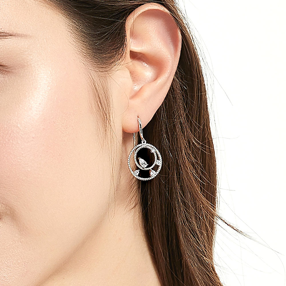 Model wearing Open Circle Cable CZ Necklace in Sterling Silver, 5 of 7