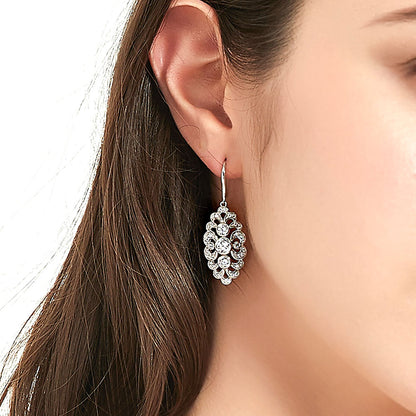 Navette Art Deco CZ Fish Hook Earrings in Sterling Silver