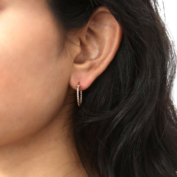 Cable Medium Hoop Earrings in Sterling Silver 0.68"