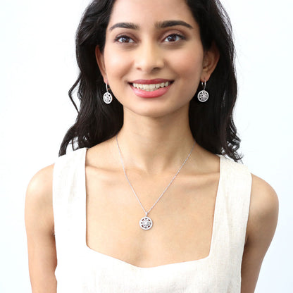 Flower Filigree CZ Leverback Earrings in Sterling Silver