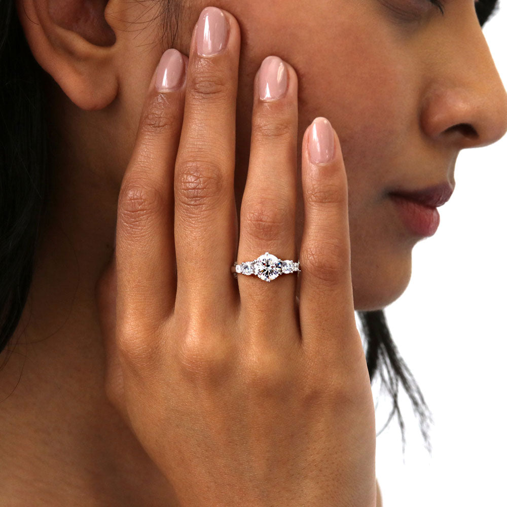 5-Stone CZ Stackable Ring Set in Sterling Silver