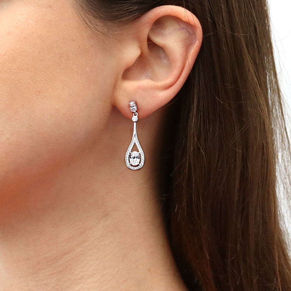 Teardrop CZ Dangle Earrings in Sterling Silver
