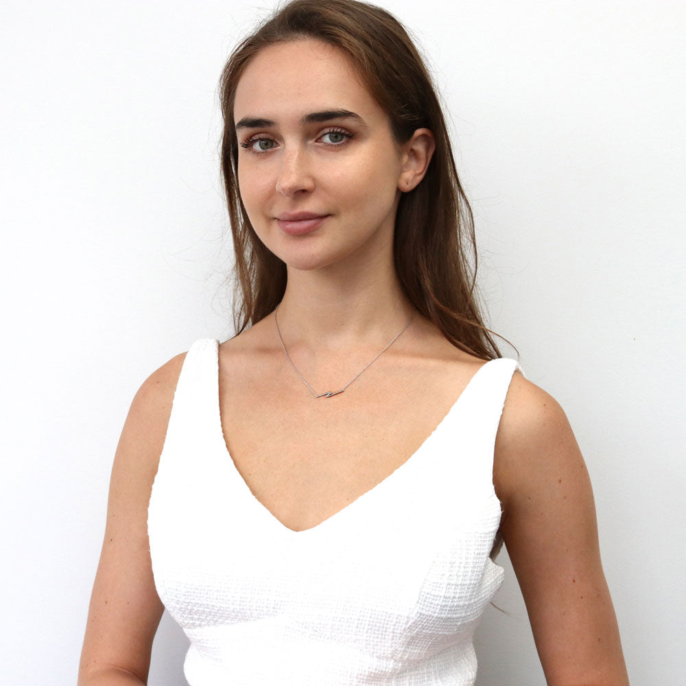Model wearing Necklace in Sterling Silver, 3 of 7