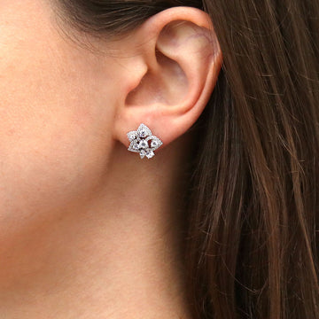 Flower CZ Stud Earrings in Sterling Silver